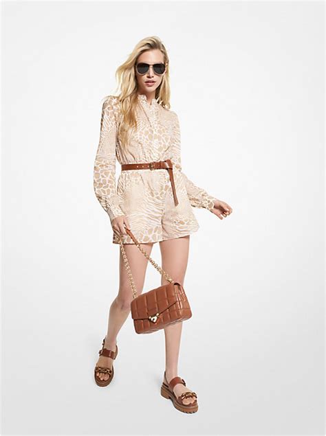 michael michael kors animal-printed cotton romper|Mixed Animal Print Cotton Lawn Romper .